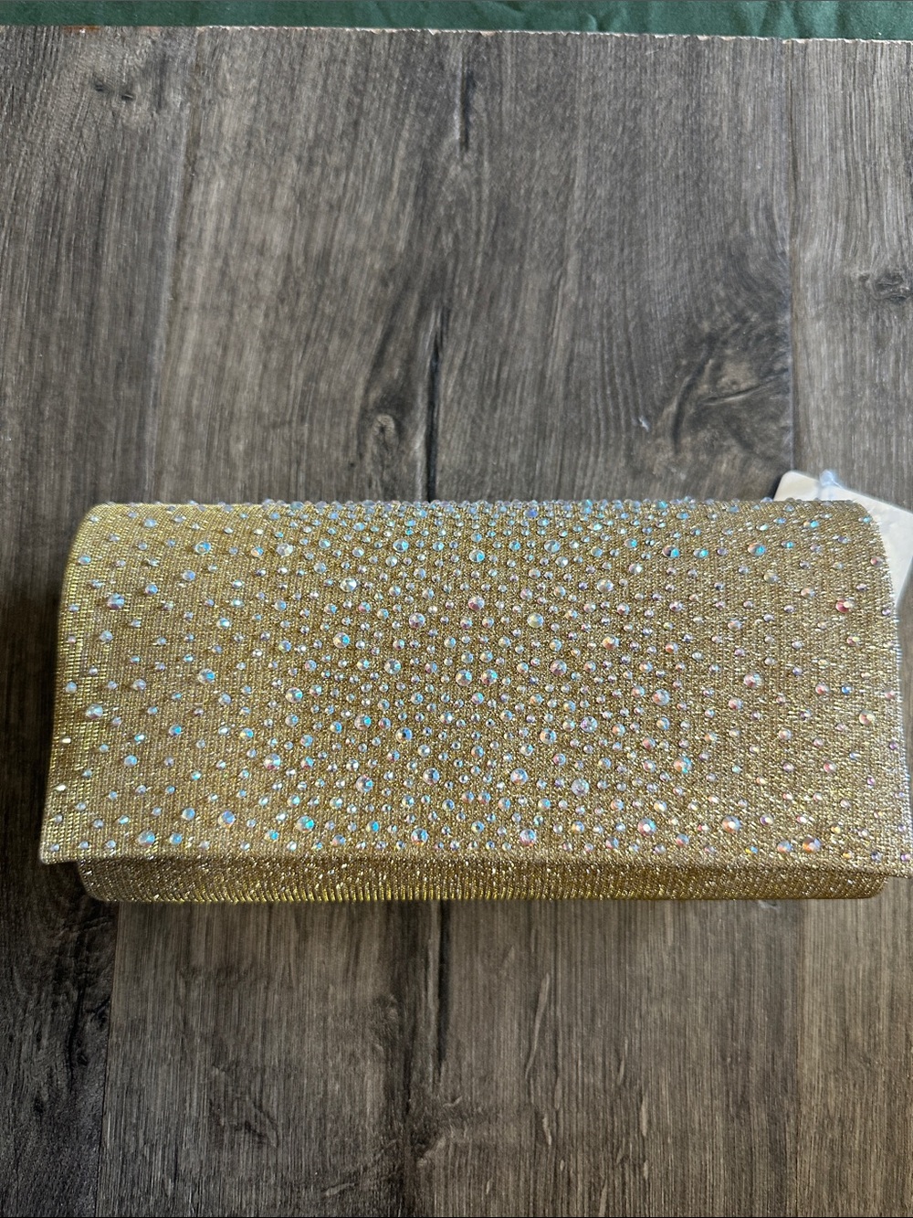 Gold Crystal-Studded Evening Clutch
